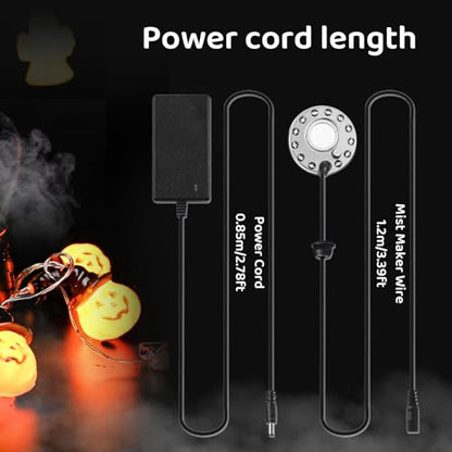 Mxmoonant 350ml/H Ultrasonic Mist Maker Fogger Metal 12 LED Lights Mister with Removable Splash Guard & Ceramic Discs for Water Fountain Pond Pot Rockery Sink