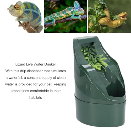 Gavigain Reptile Drinking Fountain Water Dripper Living Aqua Waterfall for Lizard Turtle Snake Spiders