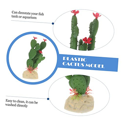 GANAZONO Artificial Cactus Plant for Fish Tank Realistic Plastic Decor Non-Fading Aquarium Ornament for Aquatic Landscapes and Reptile Terrariums