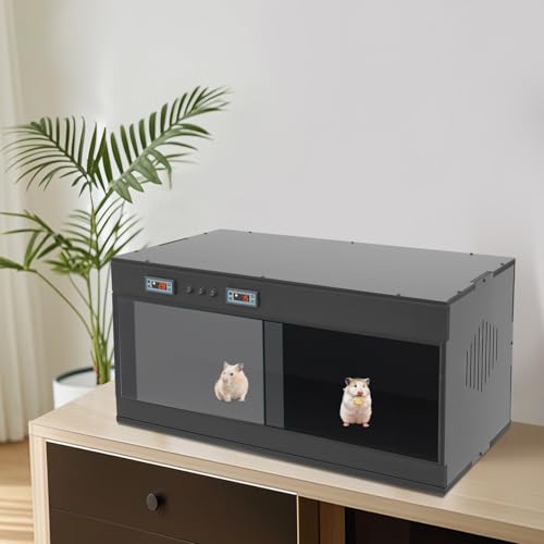 Reptile Terrarium Habitat, Front Opening ReptilesTanks Pet Breeding Box w/Independent Dual Temperature Control & Glass Sliding Door, for Lizard Chameleon Frog Snake Tarantulas Scorpion, 31" ×16" × 16"