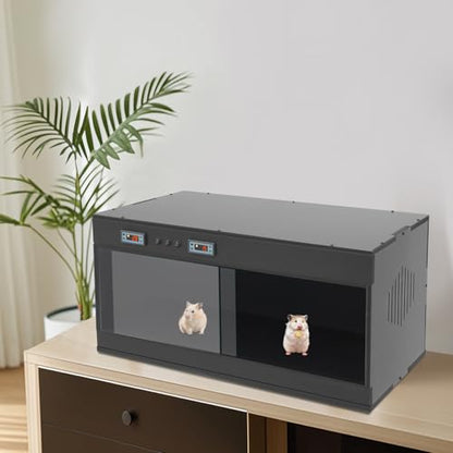 Reptile Terrarium Habitat, Front Opening ReptilesTanks Pet Breeding Box w/Independent Dual Temperature Control & Glass Sliding Door, for Lizard Chameleon Frog Snake Tarantulas Scorpion, 31" ×16" × 16"