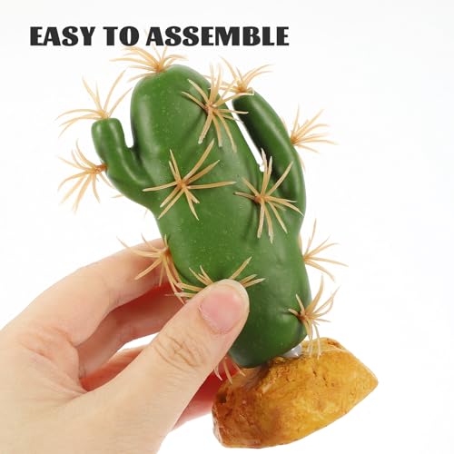 ibasenice Reptile Terrarium Artificial Cactus Plant for Habitat Decor, Lizard Tank Supplies, Sturdy Plastic Reptile Habitat Decoration for Amphibians and Lizards