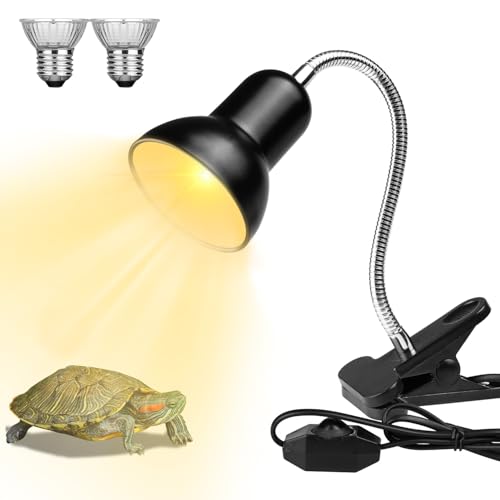 Dallfoll Reptile Heat Lamps, Turtle Lamp UVA/UVB Turtle Aquarium Tank Heating Lamps with Clamp, 360°Rotatable Basking Lamp for Reptiles Lizard Turtle