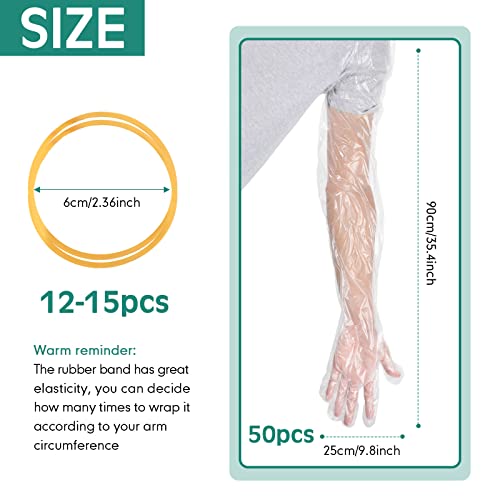 50 Pcs Disposable Dressing Gutting Gloves 35 Inch Shoulder Length Field Dressing Gloves Veterinary Insemination Glove - color: White