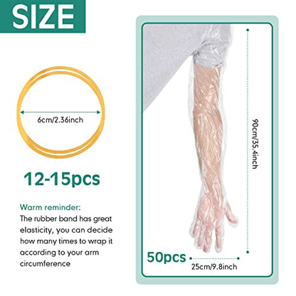 50 Pcs Disposable Dressing Gutting Gloves 35 Inch Shoulder Length Field Dressing Gloves Veterinary Insemination Glove - color: White