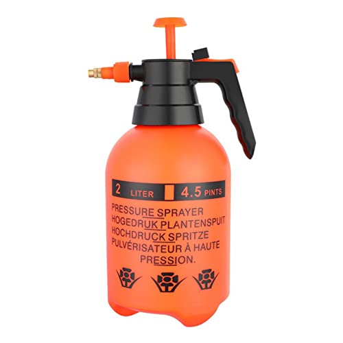 68oz Garden Pump Sprayer, 2L Hand Pressure Sprayer Bottle, 0.5 Gal Lawn Adjustable Sprayer for Plant Mister Spraying Weeds Home Cleaning Watering (Orange) - color: Orange