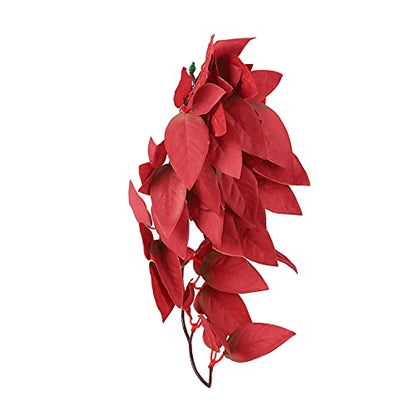 BORDSTRACT Artificial Reptile Plant, Lifelike Plastic Hanging Leaves Decoration with Suction Cup for Terrarium Fish and Reptile Habitats (T-1033A4) - size: T-1033A4