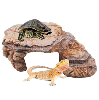 Turtle Basking Climbing Platform Resin Basking Platform for Turtles Aquarium Fish Tank Ornament Reptile Climbing Ramp Decorations Tortoise, Gecko and Beard Dragon