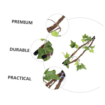 2pcs Bendable Reptile Jungle Vines with Suction Cups Durable Habitat Decor for Terrarium Artificial Leaves for Lizard Snake Gecko More Realistic Simulation Plants