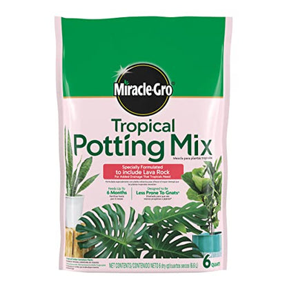 Miracle-Gro Tropical Potting Mix, 6 qt. - Growing Media for Tropical Plants Living in Indoor and Outdoor Containers - size: 1 Pack, style: Potting Mix