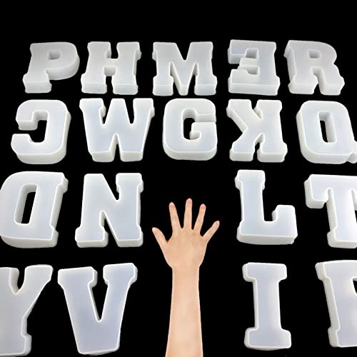 6 inch 26 Pack English Alphabet Silicone Letter Mold - Capital & Large Letter Resin Casting Mold - color: letter-6inch-26-pack