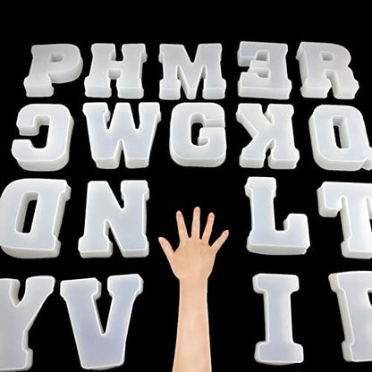 6 inch 26 Pack English Alphabet Silicone Letter Mold - Capital & Large Letter Resin Casting Mold - color: letter-6inch-26-pack