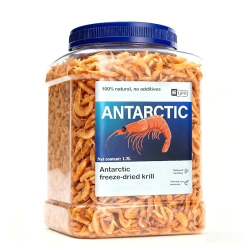 90g/3.17oz Freeze Dried Krill Fish & Turtle Food, 100% Whole Antarctic Krill, High Protein, Floating (Soak to Sink), for Betta, Cichlids, Koi & Turtles, Resealable.