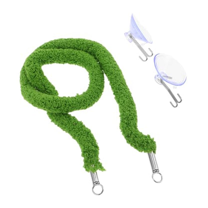 BESPORTBLE Climbing Vine Rope Realistic Green Plush Rope Reptile with Enhanced Grip Surface and Stable Support with Suction Cup Hook for Snake and Leopard Gecko in Lizard Tank Terrarium