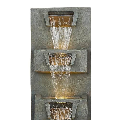 Alpine Corporation TZL406 33" 3 Tier Basin Cascading Fountain with LED Lights, Outdoor Water Feature for Garden, Patio, Backyard & Home Decor, Elegant Waterfall Design, Gray - style: 33"H - Gray 4-Tier w/ LEDs
