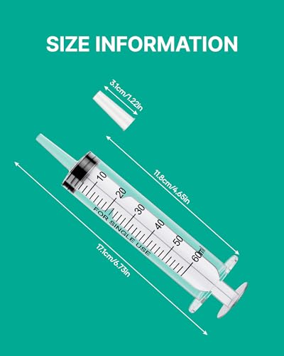 JollyMate 10 Pack 60ml Syringes for Liquid, 60cc Oral Syringes without Needle with Cap Individually Wrapped for Pet Feeding, Scientific Labs, Measuring Liquids, Oil & Glue Dispenser