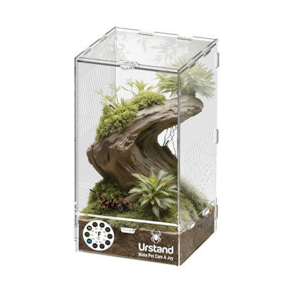 Jumping Spider Enclosure, Front-Opening Acrylic Spider Terrarium with Magnetic Door,Laser-Cut Biomimetic Ventilation System, Escape-Proof for Feeder Insects (6.5"x6.5"x12") - size: 6.5"x6.5"x12"
