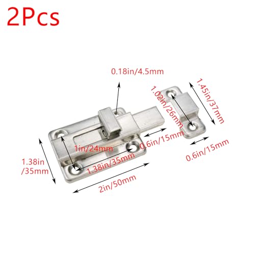 Geesatis 2 Pcs Sliding Lock Barrel Bolt Stainless Steel Sliding Latch Lock Barrel Bolt for Chests Cabinets Door Lock Bird Cage Lock Replacement, with Mounting Screws, Silver - style: B-Silver