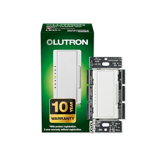 Lutron Maestro LED+ Dimmer Switch for Dimmable LED, Halogen and Incandescent Bulbs, 150W/Single-Pole or Multi-Location, MACL-153M-WH, White - color: White, size: 1 Pack, style: Dimmer