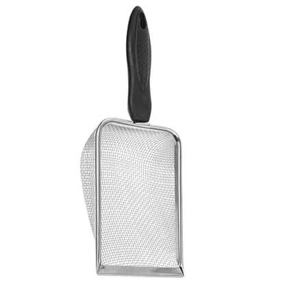 ibasenice Fine 6-Mesh Litter Sifter, Bearded Dragon Poop Scoop, Reptile Substrate Scoop, Metal Terrarium Cleaning Tool for Leopard Gecko Enclosures Mesh Size 3.8X3.8mm