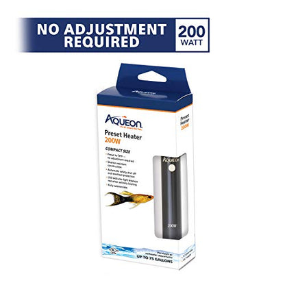 Aqueon Aquarium Fish Tank Preset Heater For Up To 75 Gallons, 200 Watts - size: 200 Watts