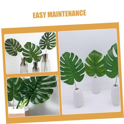 12pcs Artificial Monstera Leaves Fake Tropical Greenery Decorative Faux Foliage with Stems for Indoor Outdoor Home and Party Wall Decoration