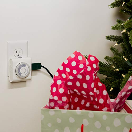 Philips 24-Hour Indoor Mechanical Outlet Timer, 2 Polarized Timer Outlets, 30-Minute Intervals Light Timеr, ON/OFF Daily Cycle Plug Timer, Lamp Timer Push Pins, Override Switch, White, SPC1237AT/27