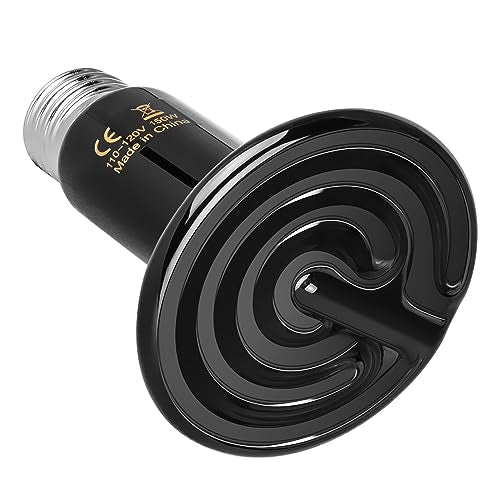YSSOA 150W Ceramic Heat Emitter, Reptile Heat Bulbs, Ceramic Heat Lamp for Reptiles, Amphibian, Chicken, Dog, Cat, 1 Pack, Black - color: Black, size: 1 Pack, style: 150W