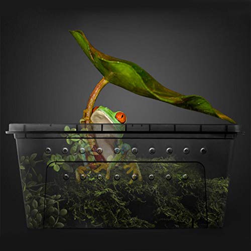 OMEM Portable Reptile Terrarium Habitat for Mini Pet Houses Breathable Holes Stackable Container (Black-M) - size: 1PCS-Black-M