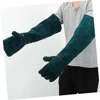 Abaodam 2pcs Pet Feeding Cowhide Gloves Reptile Pet Bite Resistant Protective Gloves for Dogs