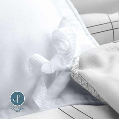 Bare Home Bedding Duvet Cover Extra Long Size - Premium 1800 Super Soft Collection - Lightweight, Cooling - Soft Textured (Twin/Twin XL, Modern Plaid - White/Grey) - color: 36 - Modern Plaid - White/Grey (No Comforter), size: Twin/Twin XL