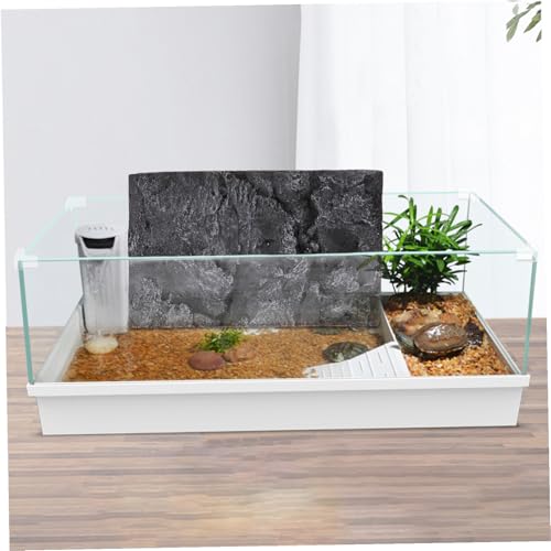 3D PU Material Reptile Tank Background Board Natural Stone Effect Decor for Tortoise Gecko Lizard Sturdy and Realistic Backdrop for Reptile Enclosure