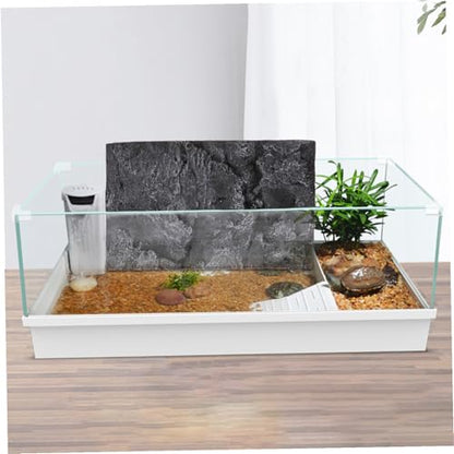 3D PU Material Reptile Tank Background Board Natural Stone Effect Decor for Tortoise Gecko Lizard Sturdy and Realistic Backdrop for Reptile Enclosure