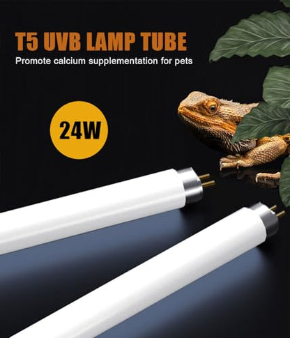 3 Pack T5 UVB Reptile Light 24W 10.0,UVA UVB Light Bulb for Reptiles, Reptile UVB Lamp Tube for Bearded Dragon - size: 24W T5 Tube