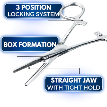 ADROIT (2 Pack) 3.5" Straight Tip Stainless Steel Hemostat | Great for Sewing, Crafting, Jewelry Making and Other Uses! - size: 3.5", style: Straight
