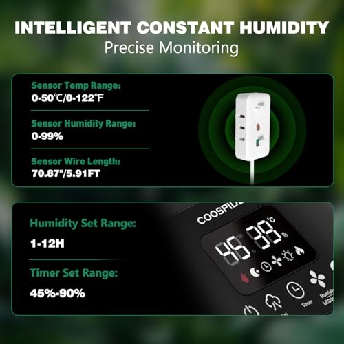 COOSPIDER Reptile Fogger Humidifier, Automatic Humidifiers for Reptiles Tank, Terrarium Humidifier with Timer Humidity Control, Reptile Mister for Amphibians Herps Vivarium (Black, 5L/1.32GAL) - color: Black