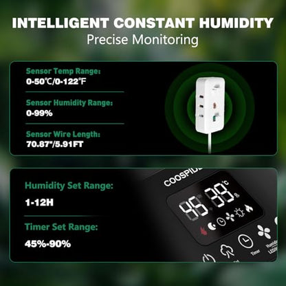 COOSPIDER Reptile Fogger Humidifier, Automatic Humidifiers for Reptiles Tank, Terrarium Humidifier with Timer Humidity Control, Reptile Mister for Amphibians Herps Vivarium (Black, 5L/1.32GAL) - color: Black