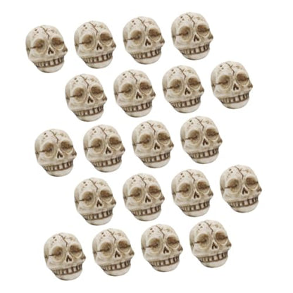 Luxshiny 20pcs Resin Mini Skull Figurines Halloween Lawn Decorations for Garden, Aquarium, Terrarium, Outdoor Yard Decor Smiling Skeleton Heads