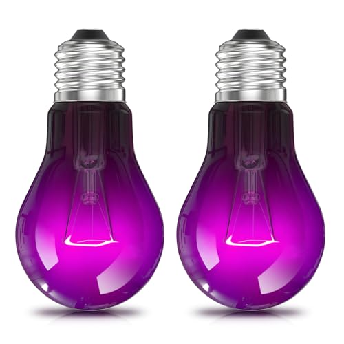 Lustaled Reptile Heat Lamp Bulbs-75W Reptile Night Heat Bulb E26 Terrarium Heat Lamp Simulate Natural Moon Purple Light for Snake Bearded Dragon Leopard Gecko Lizard Chameleon Tortoise -2Pack