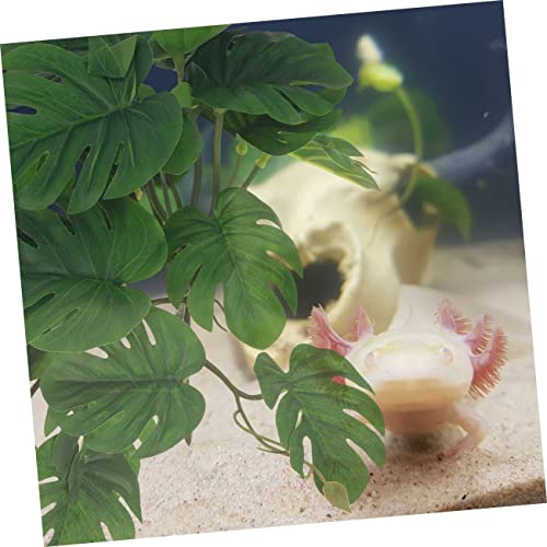 Abaodam Artificial Hanging Plant for Reptiles Suction Cups Terrarium Decor for Reptile Habitats Leafy Climbing Plant for Snakes Lizards and Amphibians