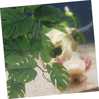Abaodam Artificial Hanging Plant for Reptiles Suction Cups Terrarium Decor for Reptile Habitats Leafy Climbing Plant for Snakes Lizards and Amphibians