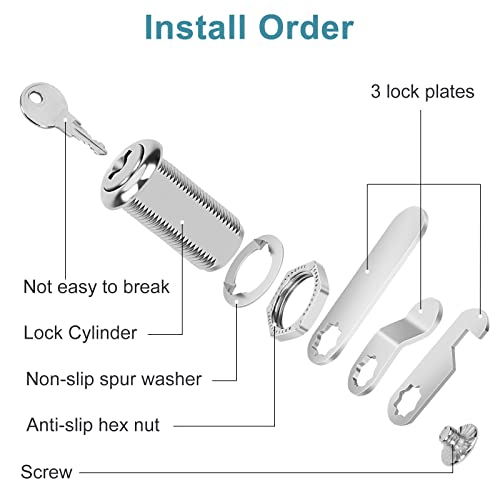 Cam Locks Cabinet Locks Keyed Alike, 1-3/8'' (Length) Cylinder Fits on 1-1/8'' Max Panel Thickness, 16pcs Secure Files Drawers RV Storage Locks Replacement Set, Zinc Alloy Chrome Finish - size: 1-3/8 Inch 16Pcs
