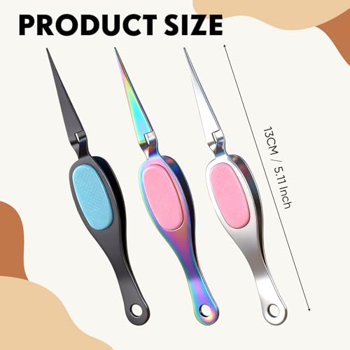 Mudder 3 Pcs Reverse Tweezers Craft Crossing Lock Tweezers Reverse Grip Precision Curved Bent Straight Fine Tip for Craft Jewelry Beading Electronic Laboratory Work (Straight Tip) - style: Straight Tip