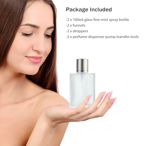 YU FENG Glass Perfume Bottles Empty Refillable Atomizer 2 Pack 100ml/3.4oz（Cylinder） - color: Style 3