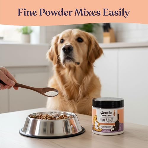 Gentle Creatures Egg Shell Calcium Powder for Pets, Ultra Fine, 7 oz, Highly Absorbable Pet Food Supplement, Made in Germany