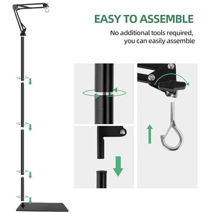 MECESOR Reptile Lamp Stand Adjustable Height 15.7-73.6inch with 360°Adjustable Swing Arm Heat Lamp Stand Plant Floor Light Holder for Bearded Dragon Turtles Snake and Chicks - size: 15.7-73.6inch