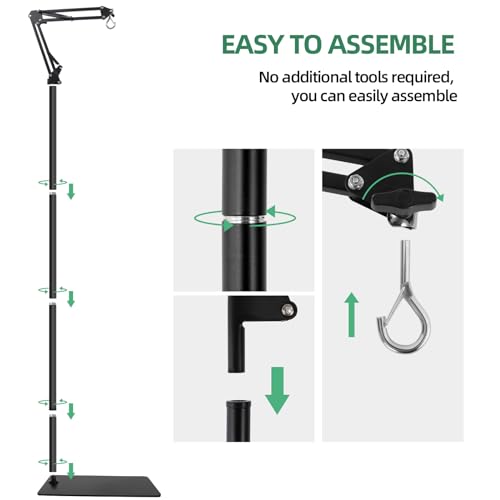 MECESOR Reptile Lamp Stand Adjustable Height 15.7-73.6inch with 360°Adjustable Swing Arm Heat Lamp Stand Plant Floor Light Holder for Bearded Dragon Turtles Snake and Chicks - size: 15.7-73.6inch