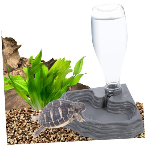 Reptile Turtle Feeder,Water Feeder Automatic Water Dispenser Waterer Feeding for Turtle Dragons Lizards Geckos for Terrarium Reptile Food Bowl Tank Lizard (Grey)