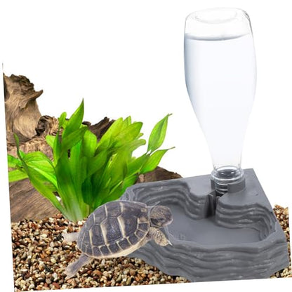 Reptile Turtle Feeder,Water Feeder Automatic Water Dispenser Waterer Feeding for Turtle Dragons Lizards Geckos for Terrarium Reptile Food Bowl Tank Lizard (Grey)