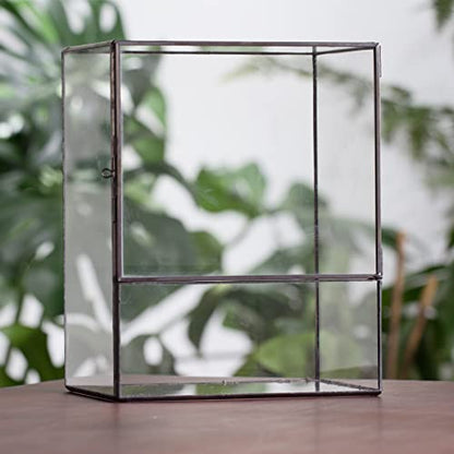 NCYP Close Glass Terrarium with Door - 7.8 x 5.1 x 9.8 Inches Geometric Landscape Clear Planter for Small Tropical Plants - Indoor Tabletop Centerpiece, Garden Decor (Terrarium Only) - size: 7.8x5.1x9.8 inches